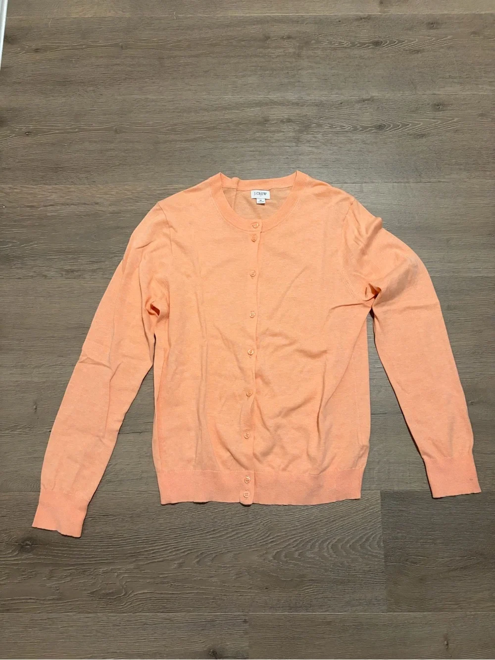 J. Crew Peach Crewneck Button-Front Cardigan